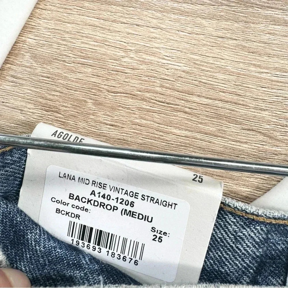 NWT AGOLDE Lana Straight Leg Jeans Denim High Rise Rips in Backdrop - Picture 7 of 16